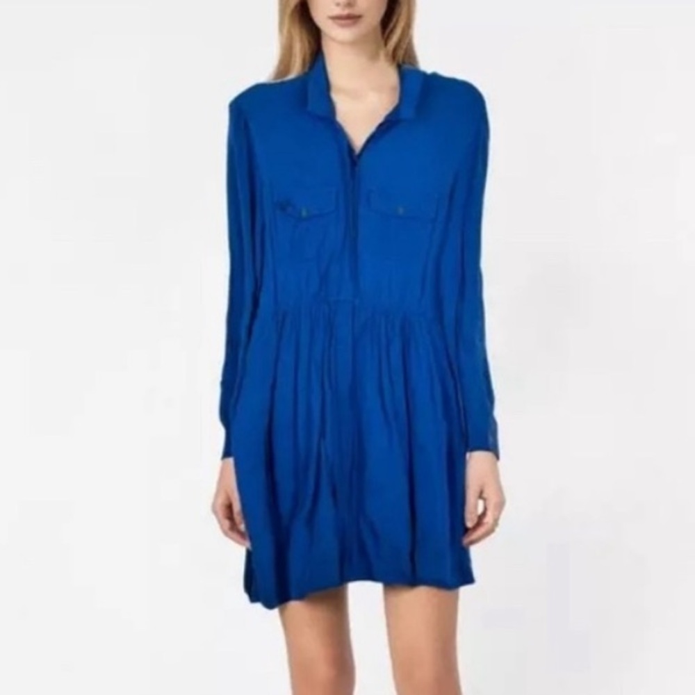 Anthropologie Maeve Dakota Shirt Dress Collared Button Down Blue Mini Dress XS